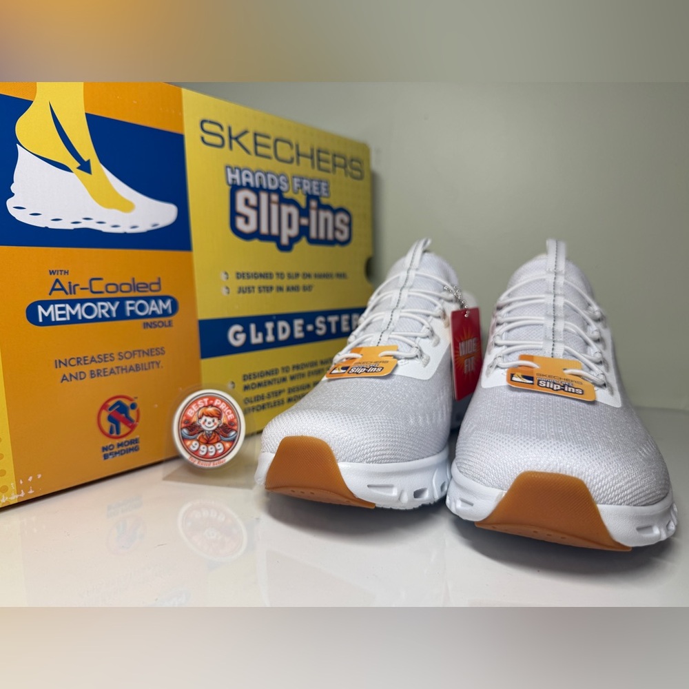 Skechers - Size 7 Wide - Women Slip ins Tranquility White Shoes - New - Picture 2 of 10